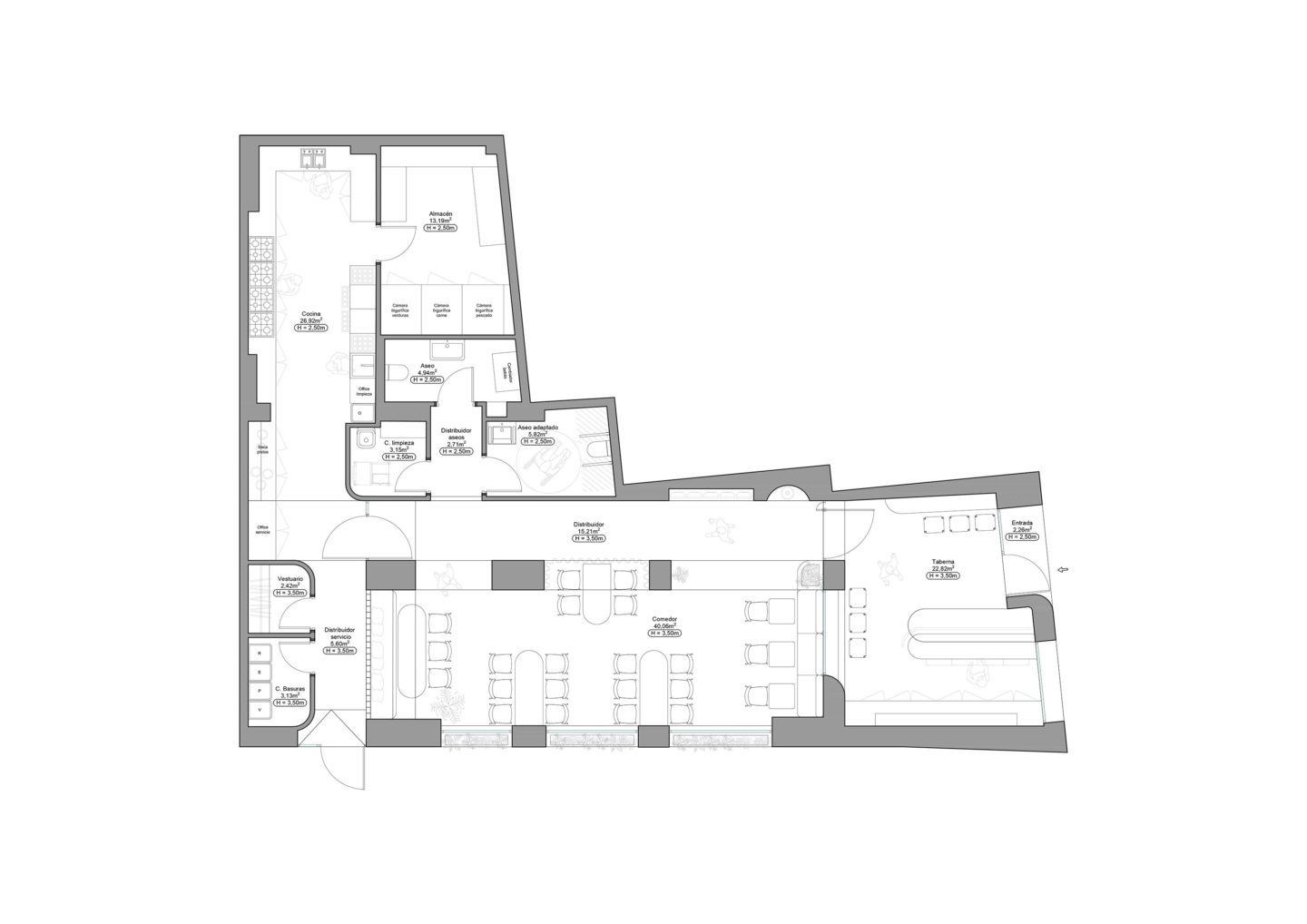 cuchareo proyecto interiorismo plano distribucion