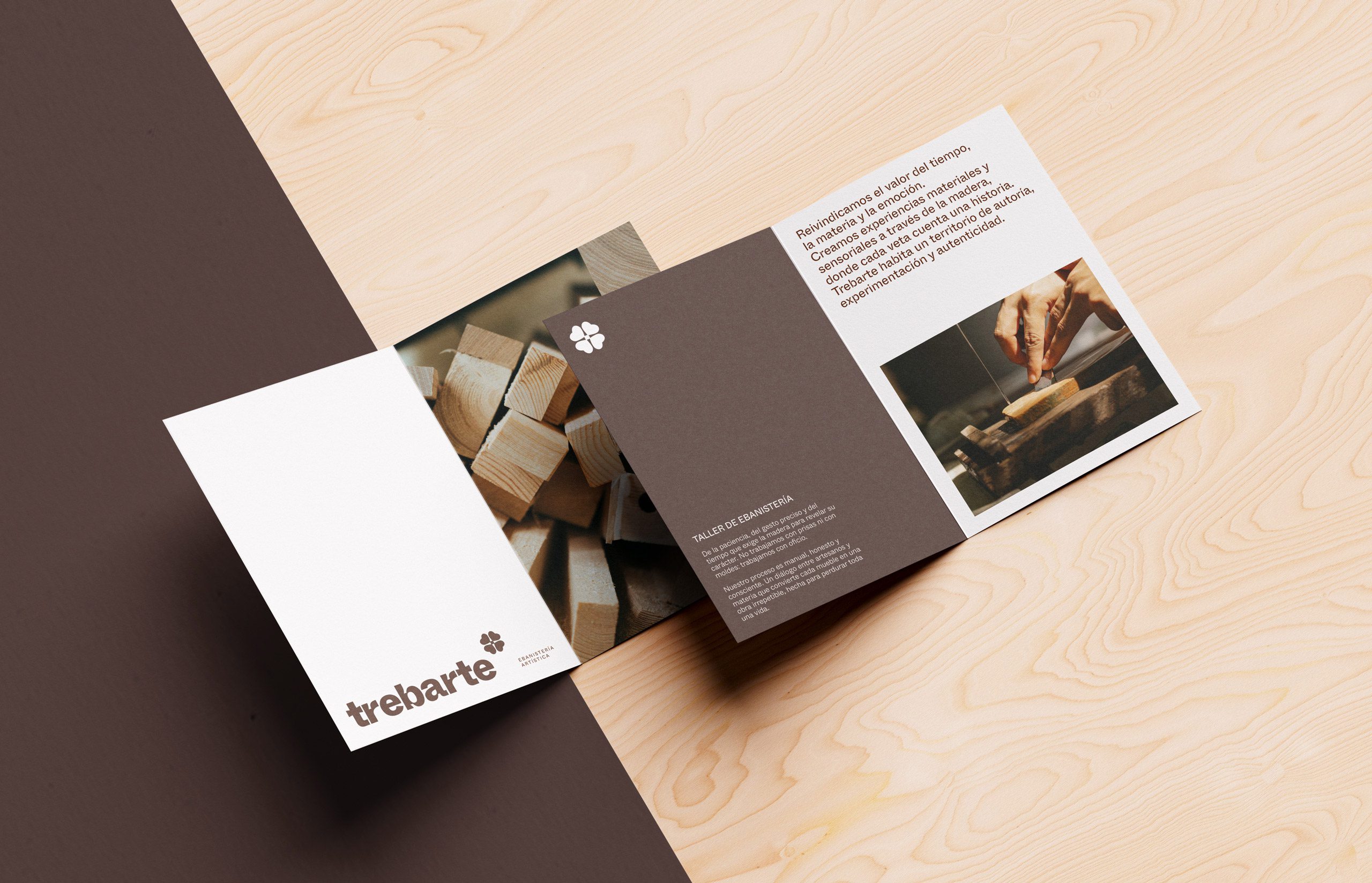 folletos para branding de ebanistería