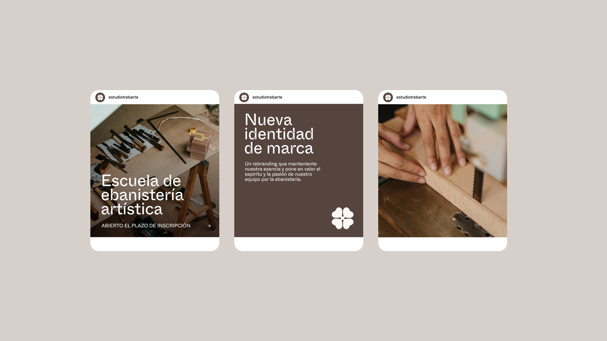 contenido de redes sociales de la marca de ebanistería trebarte